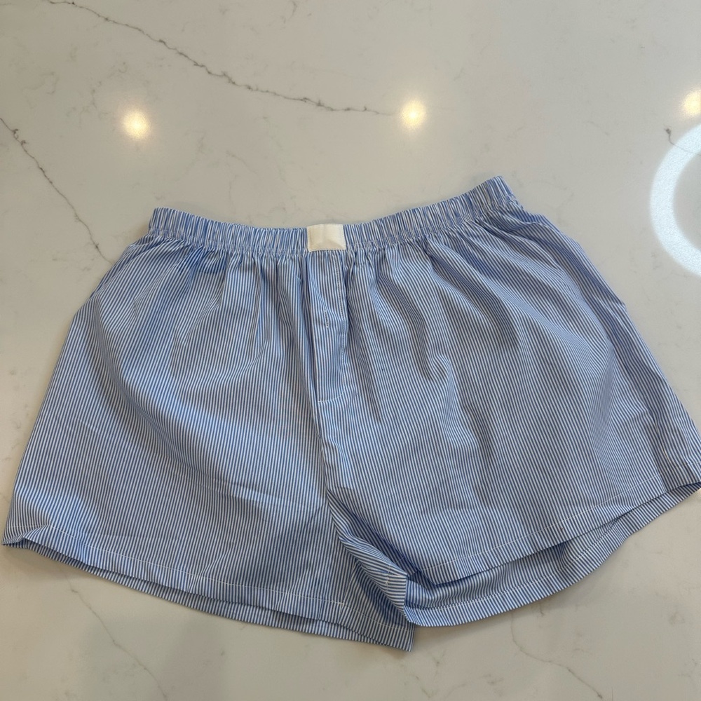 Blue pinstripe shorts